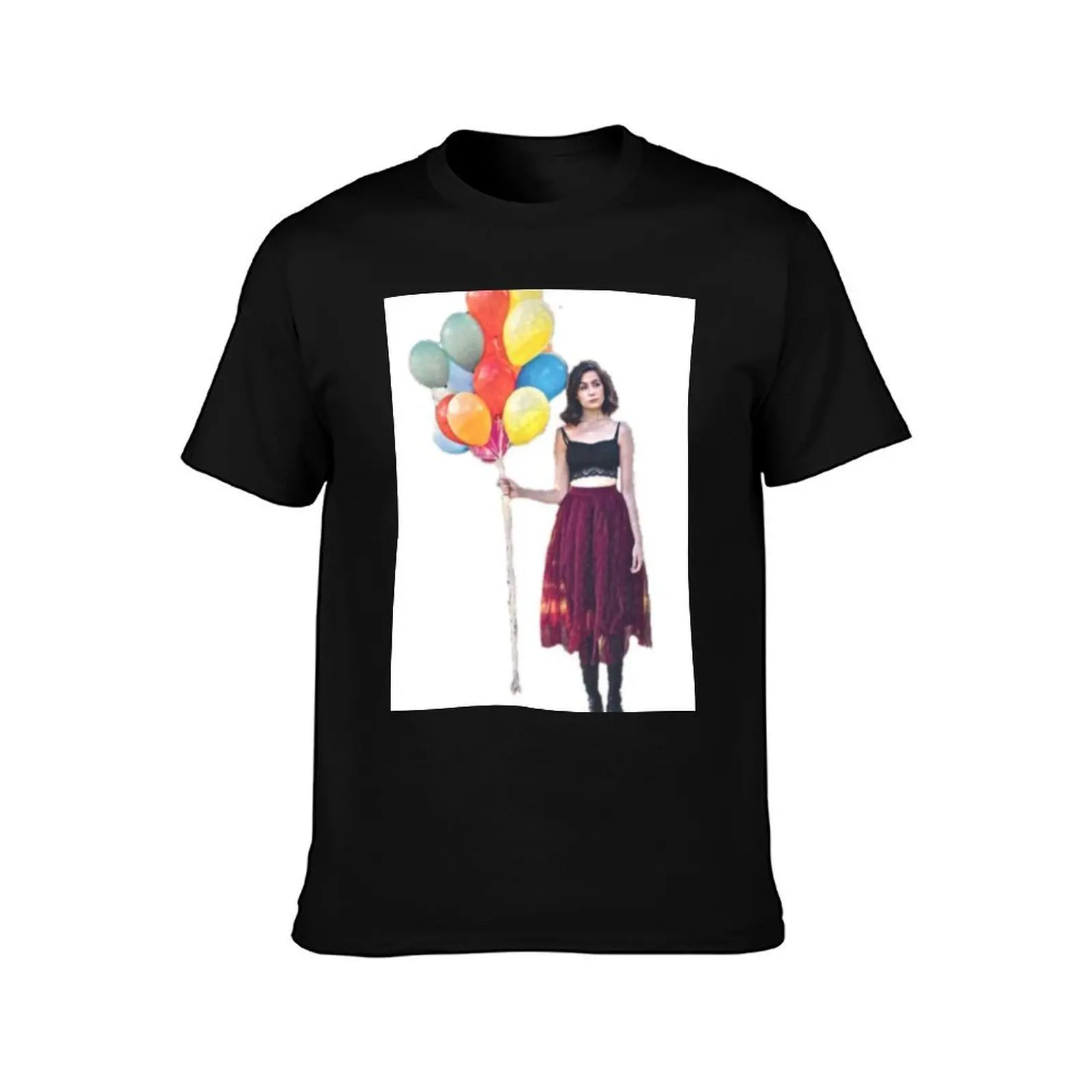 Dodie with balloons T-Shirt, Summer Casual Cotton Tee, Oversized Streetwear Tops, Vintage Graphic Print, Loose Fit Short Sleeve