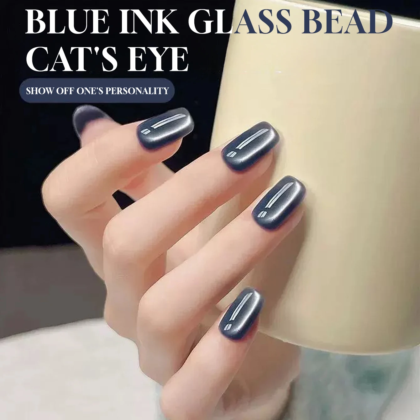 Vernis à ongles Gel magnétique œil de chat, encre bleue, fournitures pour ongles, Style populaire, perle de verre, vernis Gel, Nail d'été, 12ML, 1 pièce