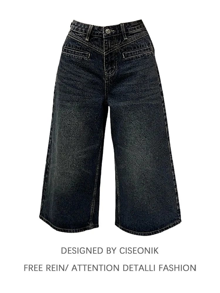 

plus Size High Waist Wide Leg Jeans Women's 7/8 Length Casual Wear Comfortable Loose Fit Denim Pants Spring Autumn Fashion