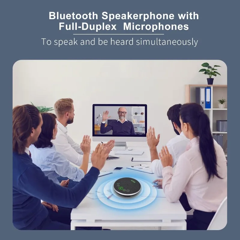 Wireless Conference Speaker 360°Voice Pick up with Dongle/Bluetooth Connection 8 Hour Call Time for 8-12 People