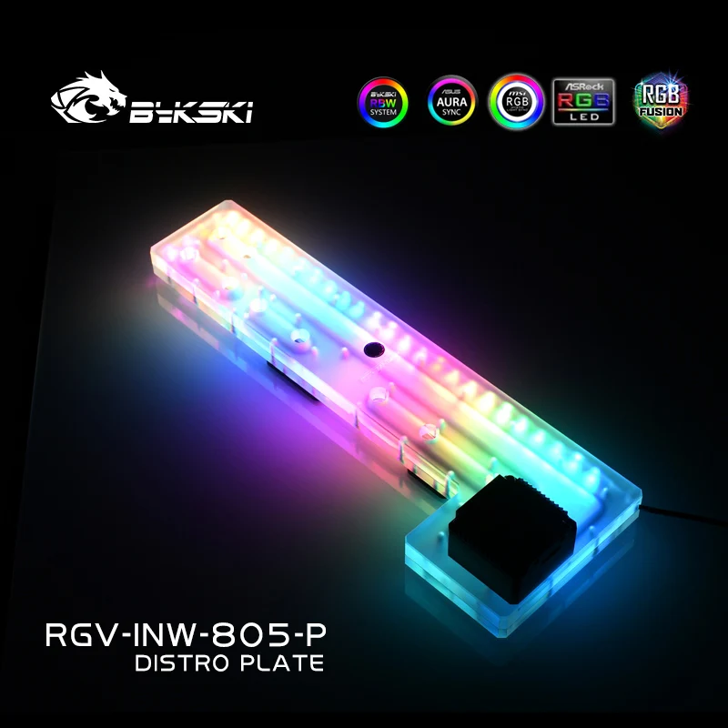 BYKSKI  Acrylic Waterway Board Distro Plate for INWIN 805 Case ,Support DDC Pump ,Reservoir Replace Tank Water RGV-INW-805-P
