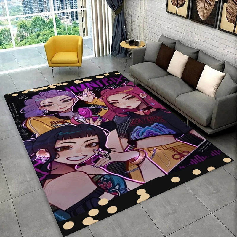 KPop D-Demon H-Hunters S-Saja Cartoon Non-Slip Area Rug for Living Room Bedroom Playroom,Carpet Floor Mat for Home Decor Holiday