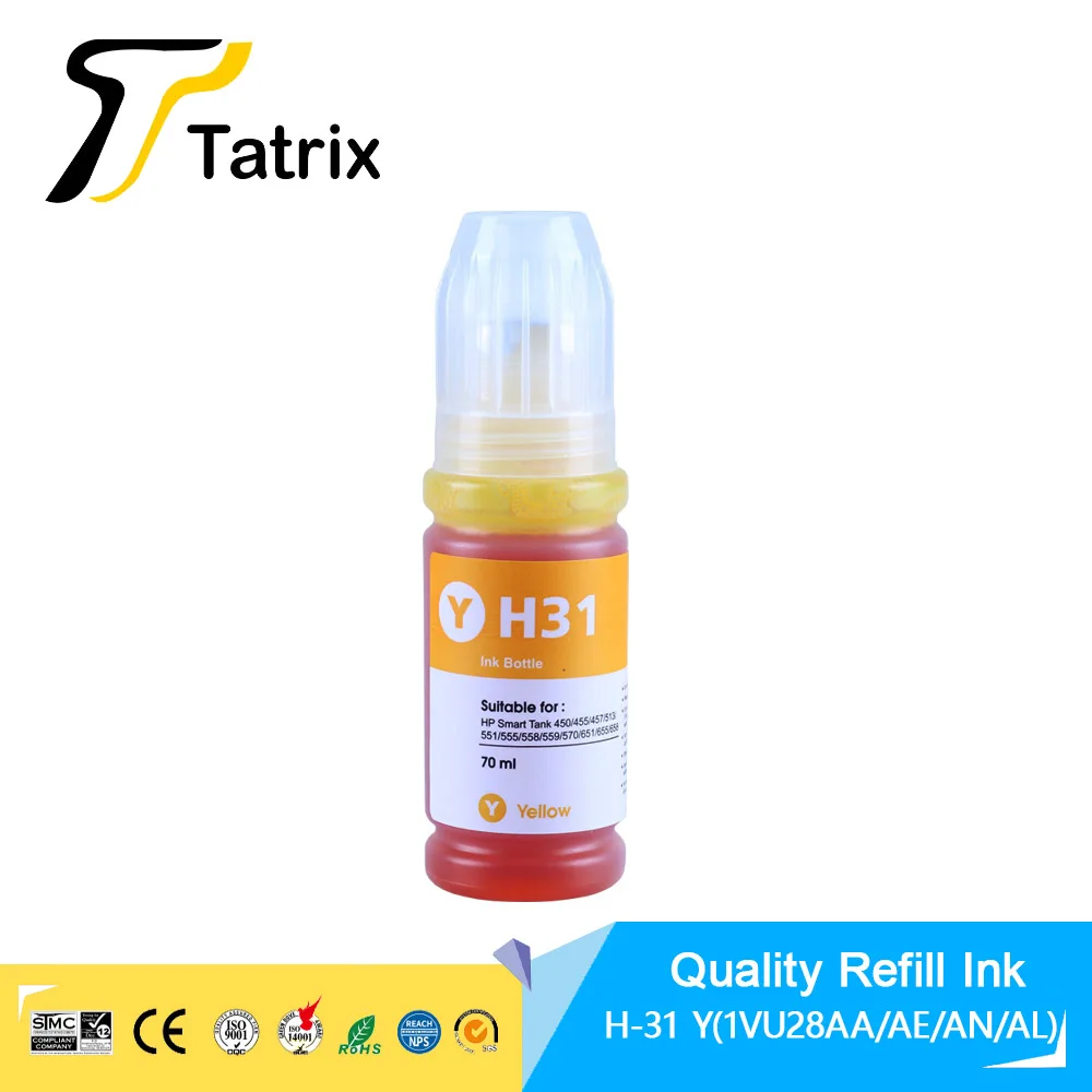 Tatrix Refill Dye Ink Kit For HP 32XL HP 31 For HP mart Tank 5105/6001/6005/6006/7001Smart Tank 670/675/720/725/750/755/790/795