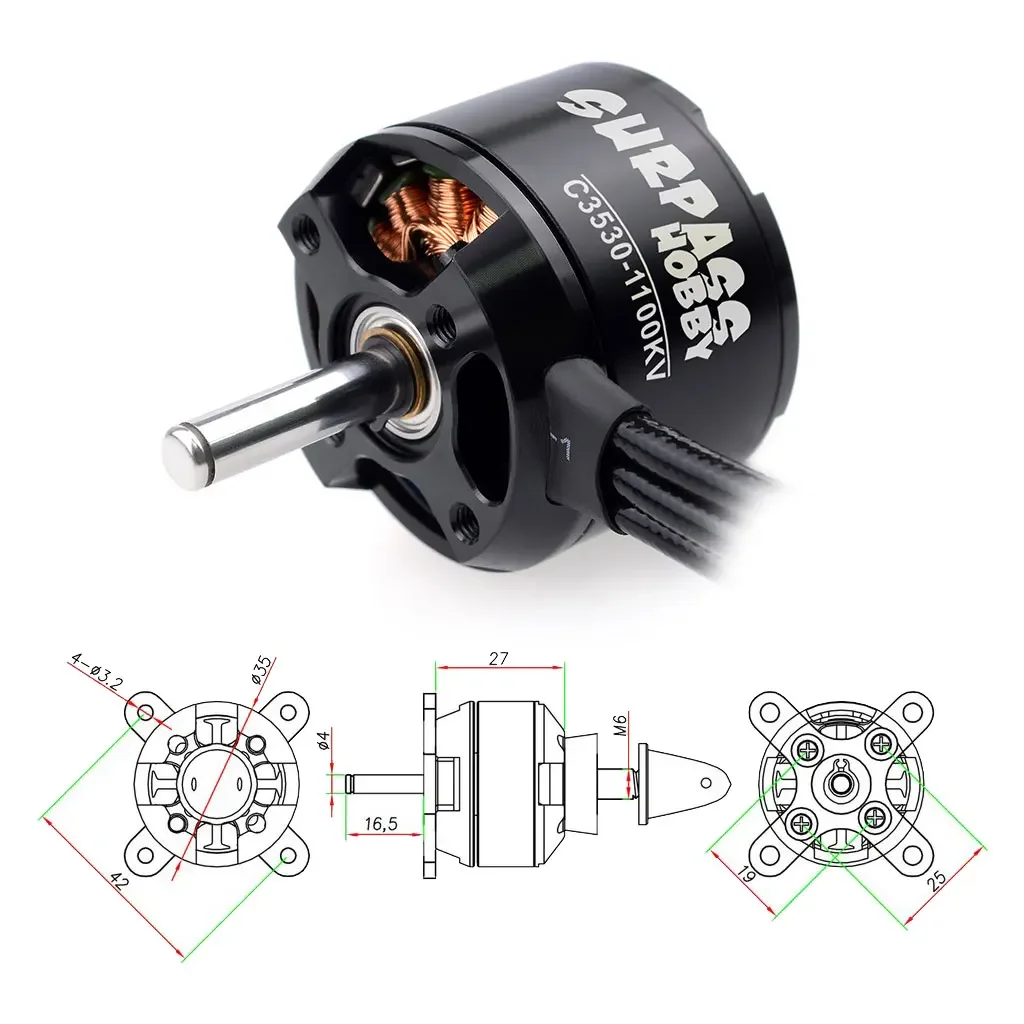 1/4PCS SURPASS HOBBY C3530 3530 1100KV 1400KV 1700KV Outrunner Brushless Motor for RC FPV Fixed-wing Plane Drone Quadcopter Part