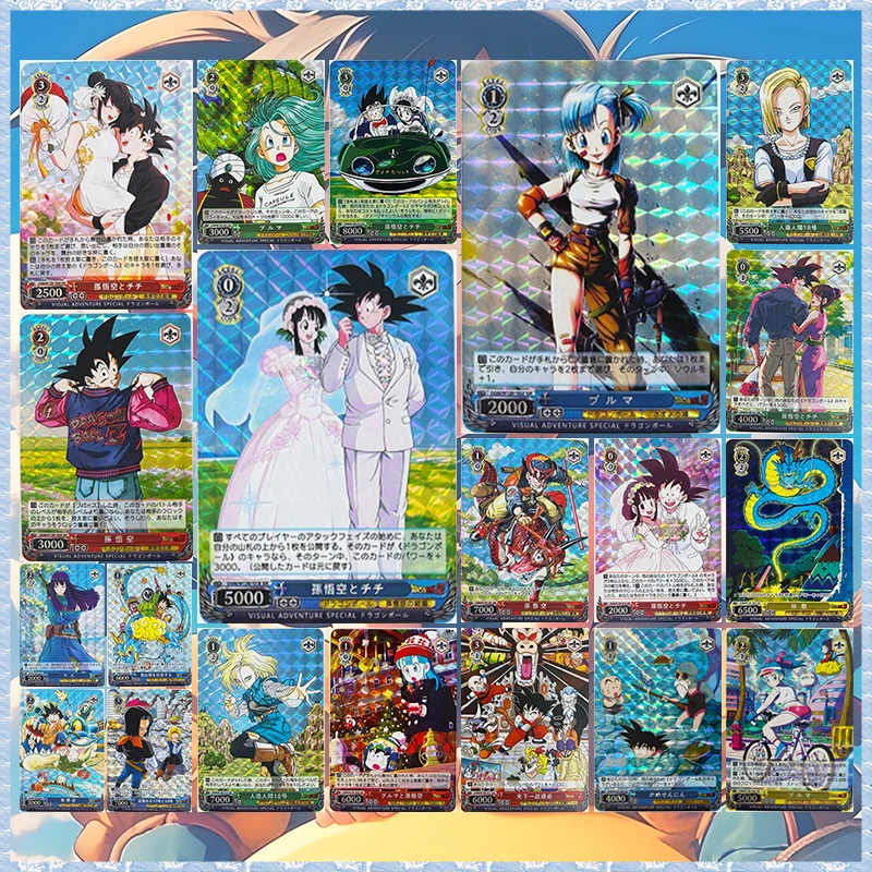 Japanese Anime Dragon Ball DIY ACG Bulma Android 18 Krillin Android 17 Son Goku Chichi Game Collectible Cards Birthday Toy Gift