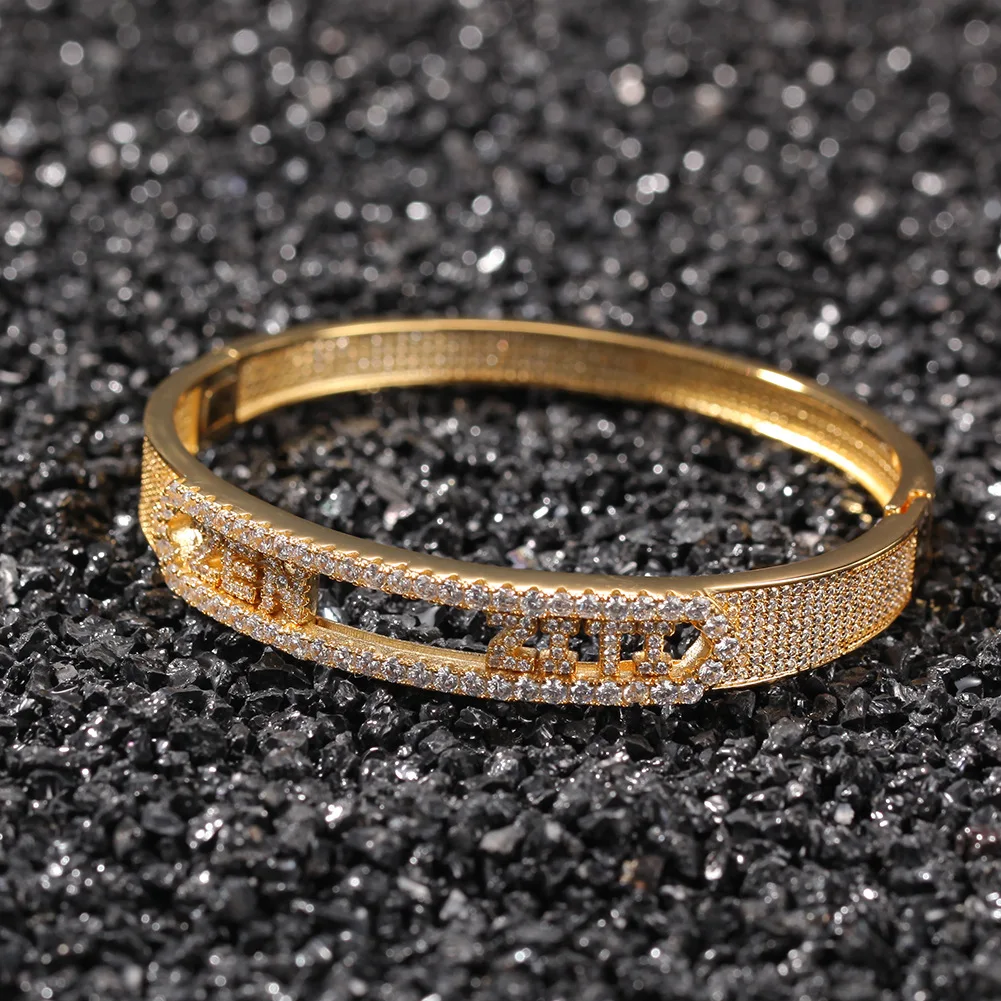 

Women's bracelet plated with 18k gold zircon, personalized customization letters, trendy fashion jewelry, party accessories