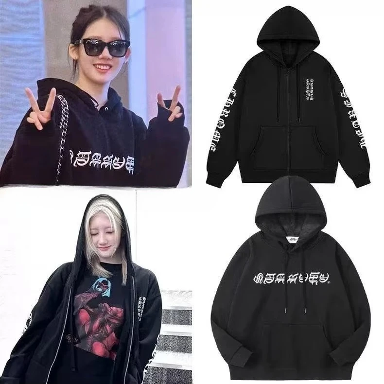 BABYMONSTER أغطية رأس بسحاب رامي رورا كنزة قطيفة الهيب هوب موضة Y2K فضفاض هوديس للرجال والنساء بلوزات مروحة الهدايا #1