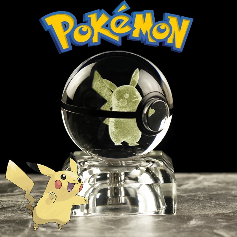 

3D Gengar Pikachu Mew Pokemon crystal glass ball pokemon game peripheral model collectible souvenir christmas gifts