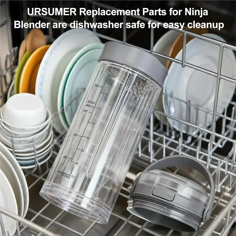 Recipiente de mezcla de 18 oz, tapa y tapa con asa de transporte compatibles con la serie Ninja Blast BC100 y BC151, modelo 2025