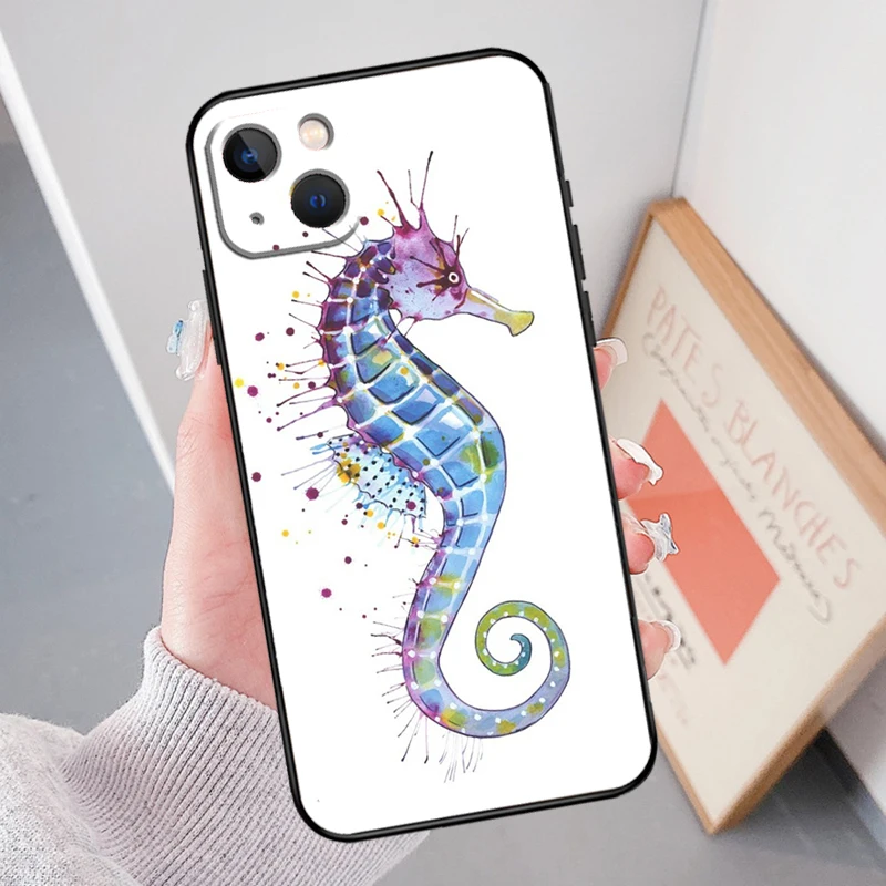 Seahorse Case Cover For iPhone 16 12 13 Mini 11 14 15 Pro Max Plus X XS XR SE 2020 SE 2022 Coque