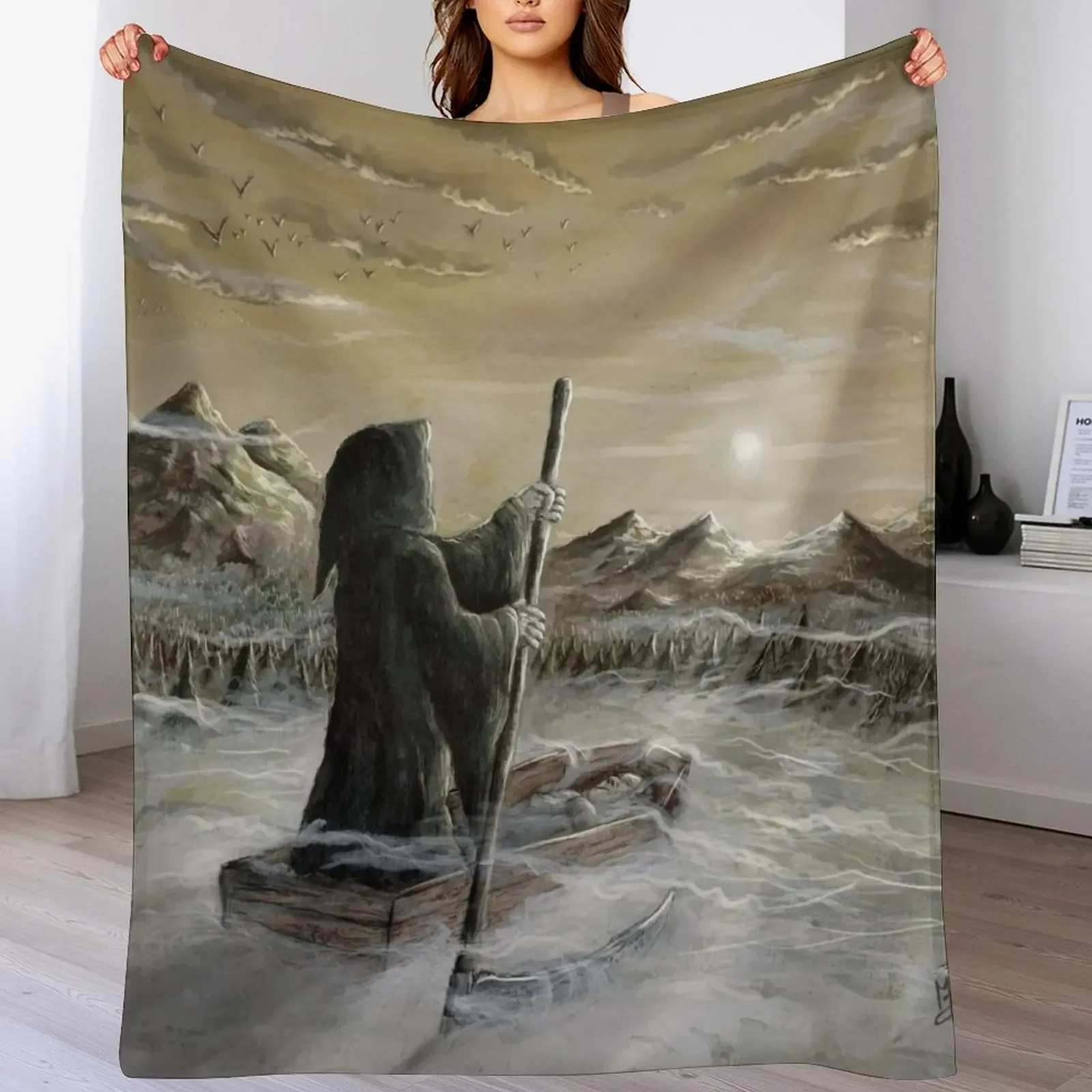 

Death sailing on a Sea of Clouds Throw Blanket Luxury Designer Beautifuls For Baby Baby Blankets