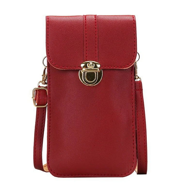 Touch Screen Mobile Phone Purse Smartphone Wallet Leather Shoulder Strap Handbag Women Tactile Outdoor Waterproof Bag