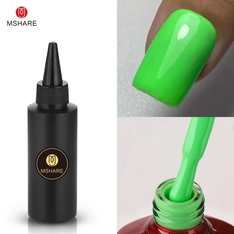 

MSHARE Neon Rubber Base Gel Glitter Camouflage Green Christmas Nails UV LED Soak Off Gel Varnish Lacquer 100ML