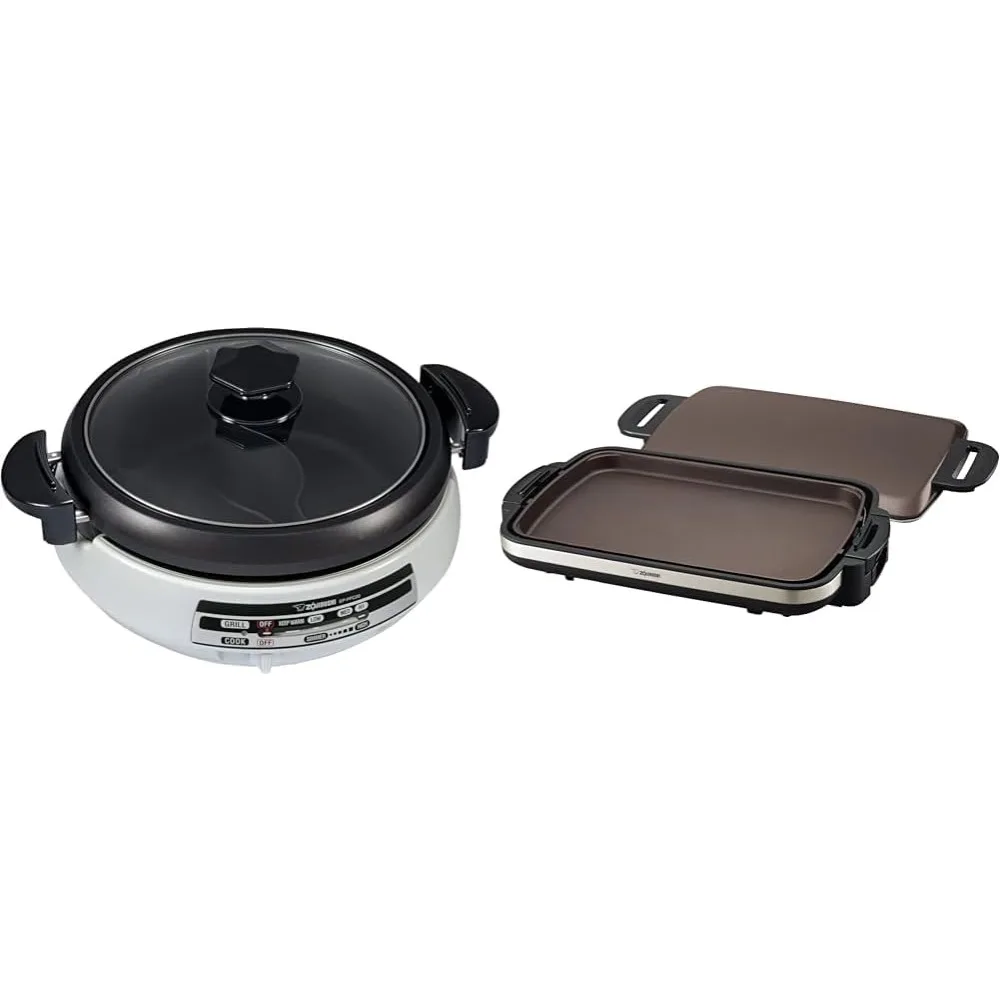 Electric Skillet for Yin Yang Hot Pot & EA-DCC10 Gourmet Sizzler Electric Griddle,Stainless Brown Extra Large