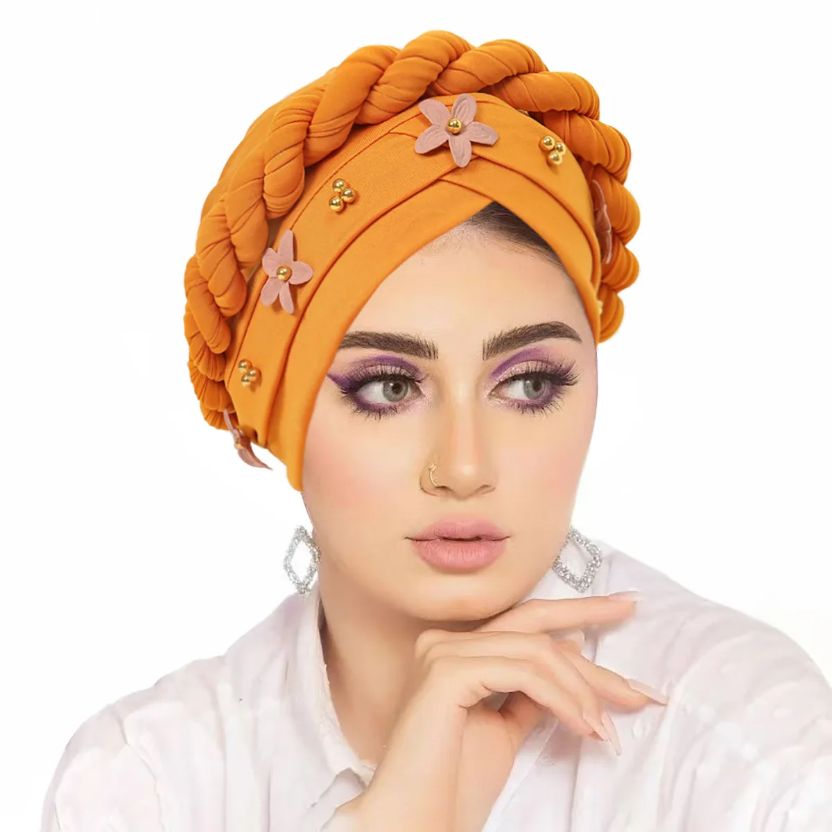 

Новый капот с цветком и бисером, химиотерапия, женская мусульманская коса, хиджаб, тюрбан, индийский платок, шляпа от выпадения волос, повязка на голову, шарф Turbante Mujer