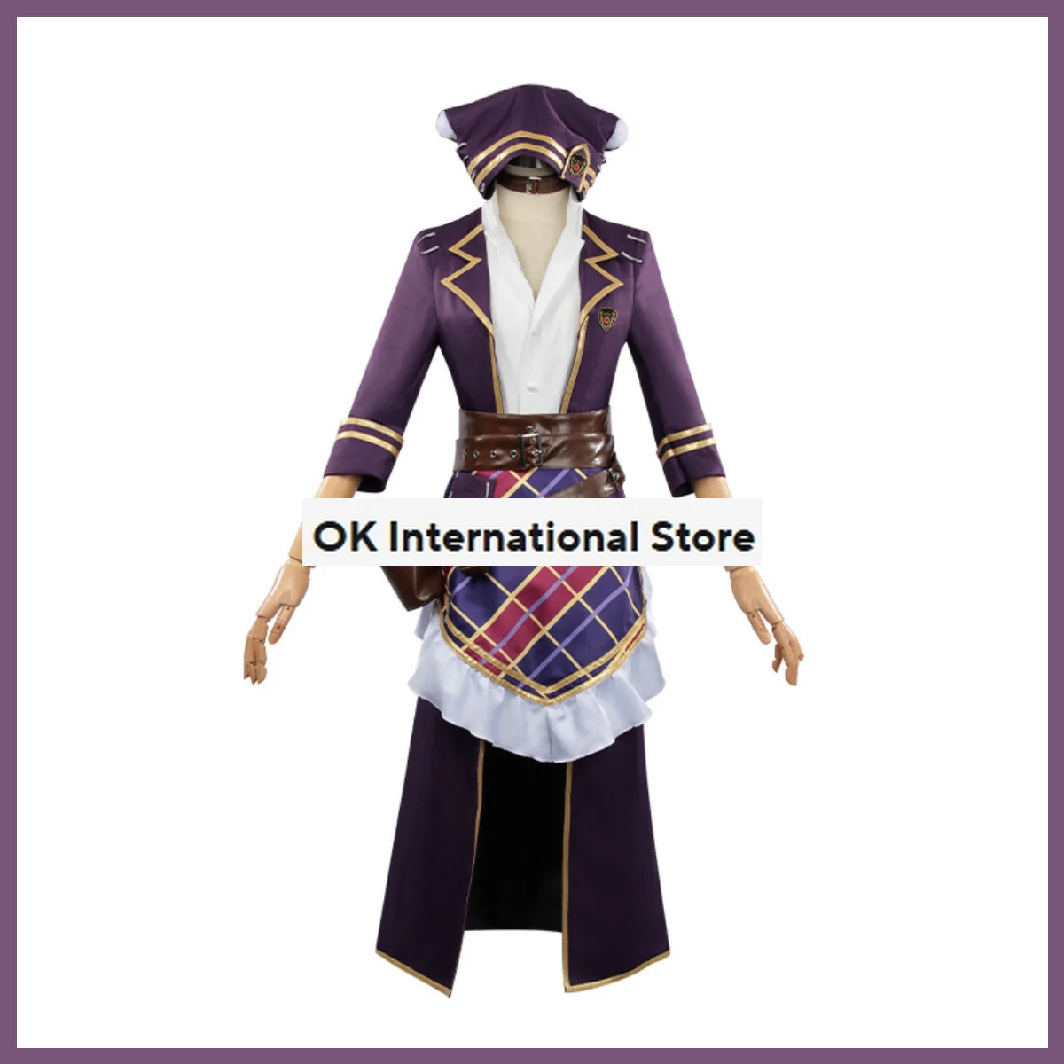 Anime Game Identity Ⅴ Demi Bourbon Cosplay Costume Barmaid Ivory Tower Wig Purple Coat Uniform Skirt Woman Sexy Carnival Suit