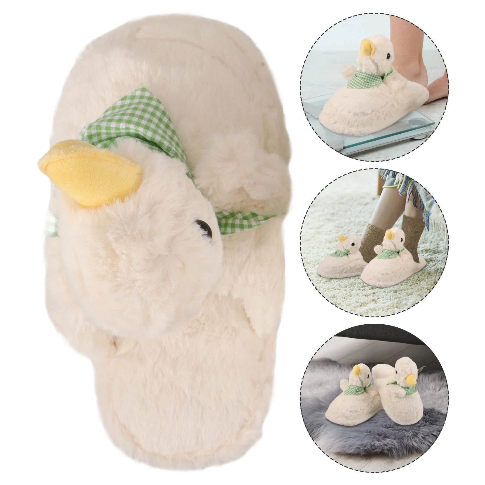 

Hairy Autumn and Winter Cartoon Duck Slippers Shoes for Girls Ladies Plush Shape Indoor