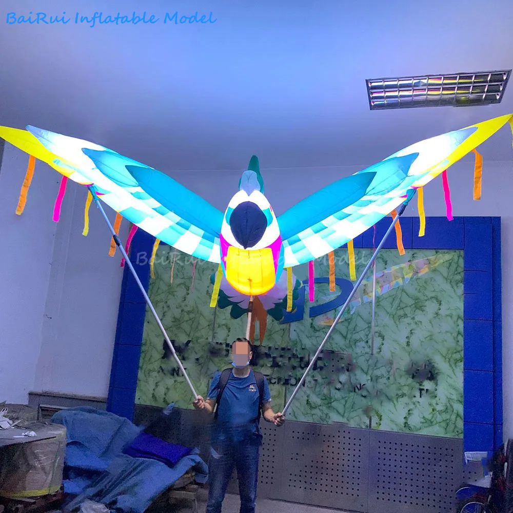 Giant Inflatable Parrot Air Blow Colorful Flying Bird Eagle Balloon Playground Event Performance Puppet Stage Decor Advertising