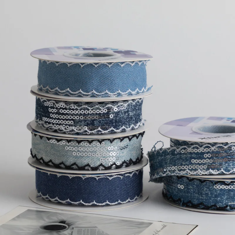 

2025 Popular Wavy Denim Practical Webbing Bow Hot Selling New Hair Accessory DIY Material Ribbon Clothing Accessory Tie