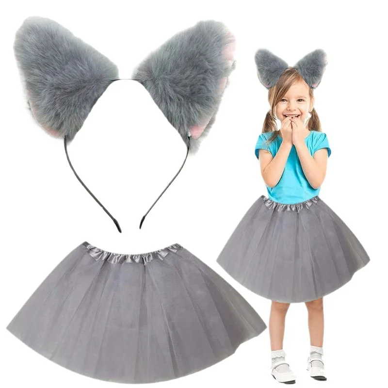 New Japanese Cat Ears Fox Ears Costume with Tail Party Halloween Cosplay Props