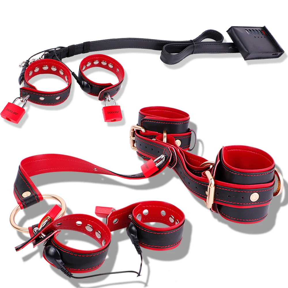 ANOSX Testicle-Wrist Restraint Straps E-play BDSM Bondage Belt Set Leather Handcuffs Stimulation Sex Belts For Couple Adult Game
