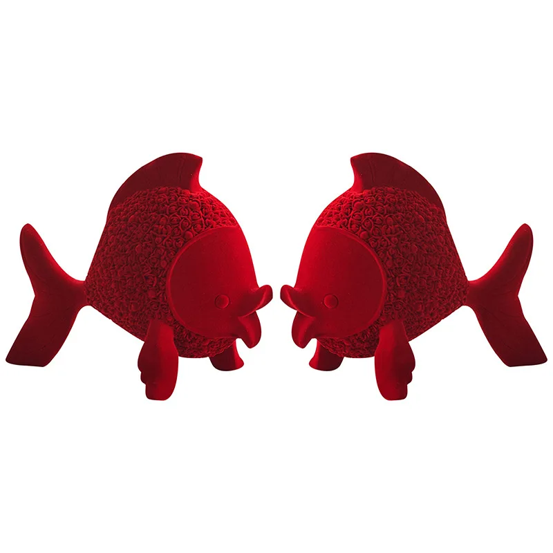 CX Red Flocked High-End Light Luxury Fashion Creative Living Room Study New Home Decoration