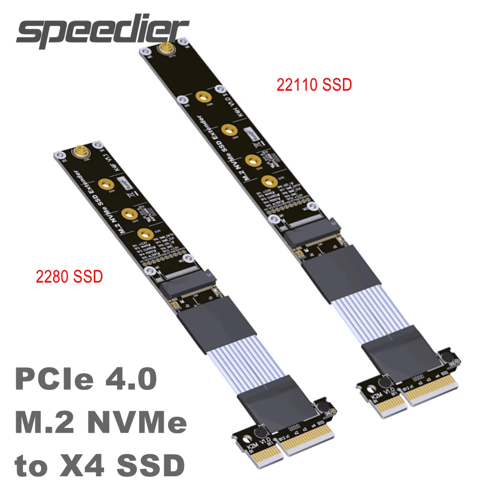 

2023 Новый Удлинительный кабель PCI-E 4,0 X4 PCI Express 4X до M.2 M Key M NVMe 2280 22110 SSD карта расширения Gen4/3 адаптер удлинителя