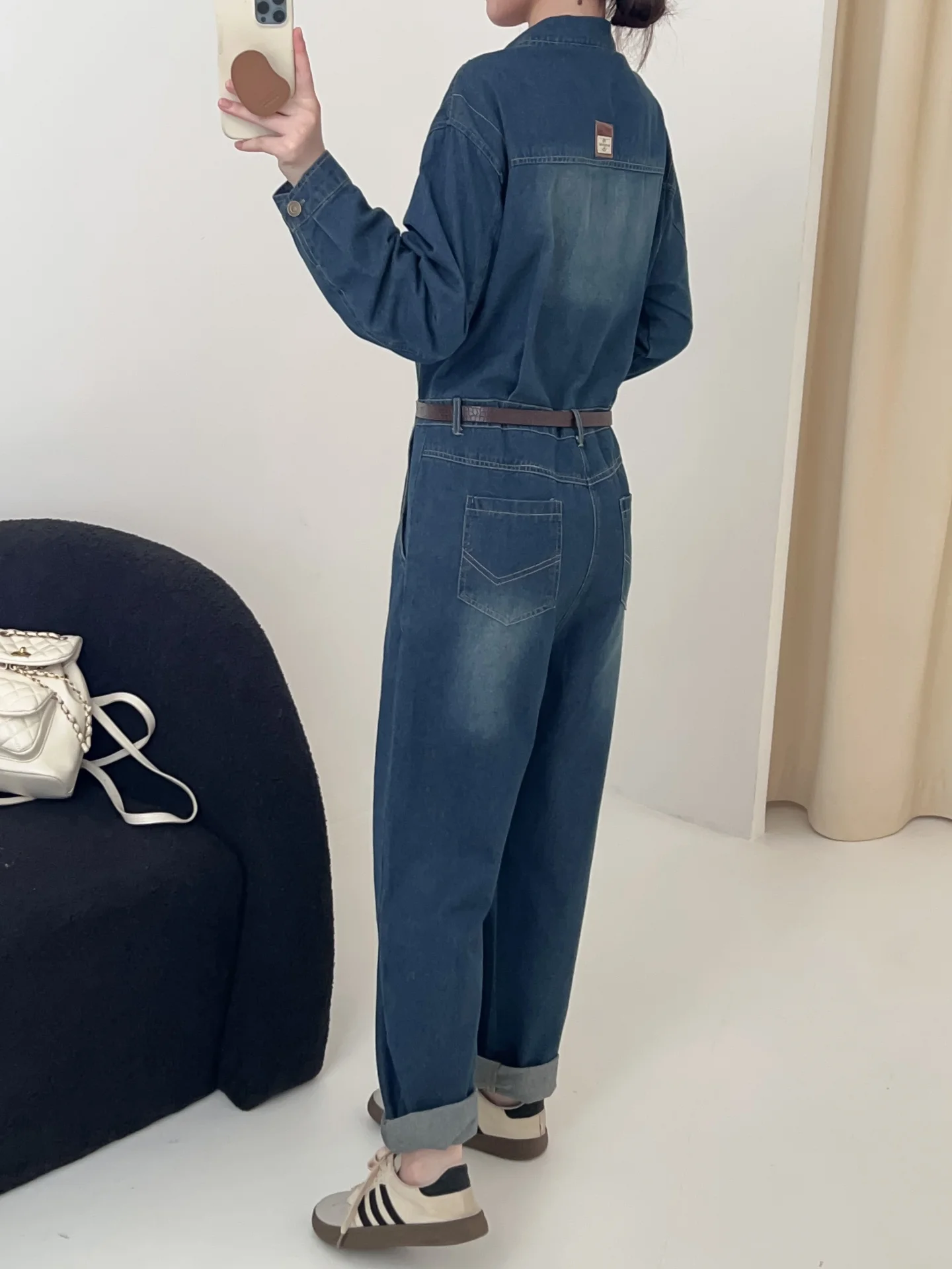 Overol de Mezclilla para Mujer, Primavera-Otoño 2025, Ajustado a la Cintura, Informal, de una Pieza, Ropa de Trabajo, Pantalones Largos, Cintura Alta, Mezcla de Algodón