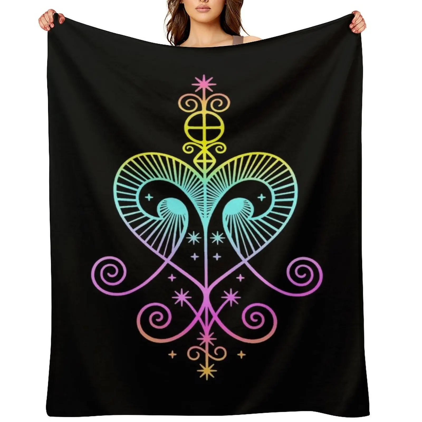 

Erzulie Freda veve Loa Voodoo Throw Blanket Camping Travel Luxury St Beautifuls Blankets