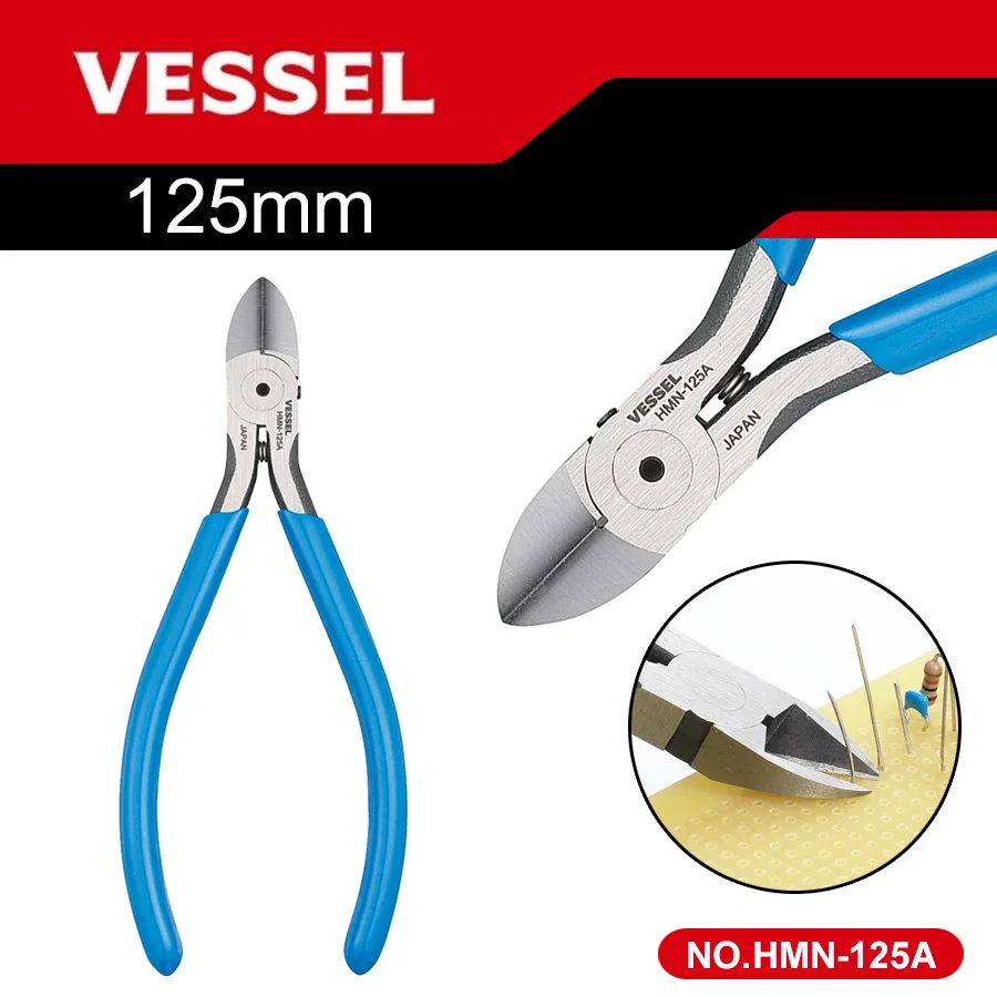 VESSEL HMN-125A Diagonal Plier 125mm Can Cut Soft Iron Wire/Copper Wire/Standard Wire Diagonal cutter Japan Import  pliers