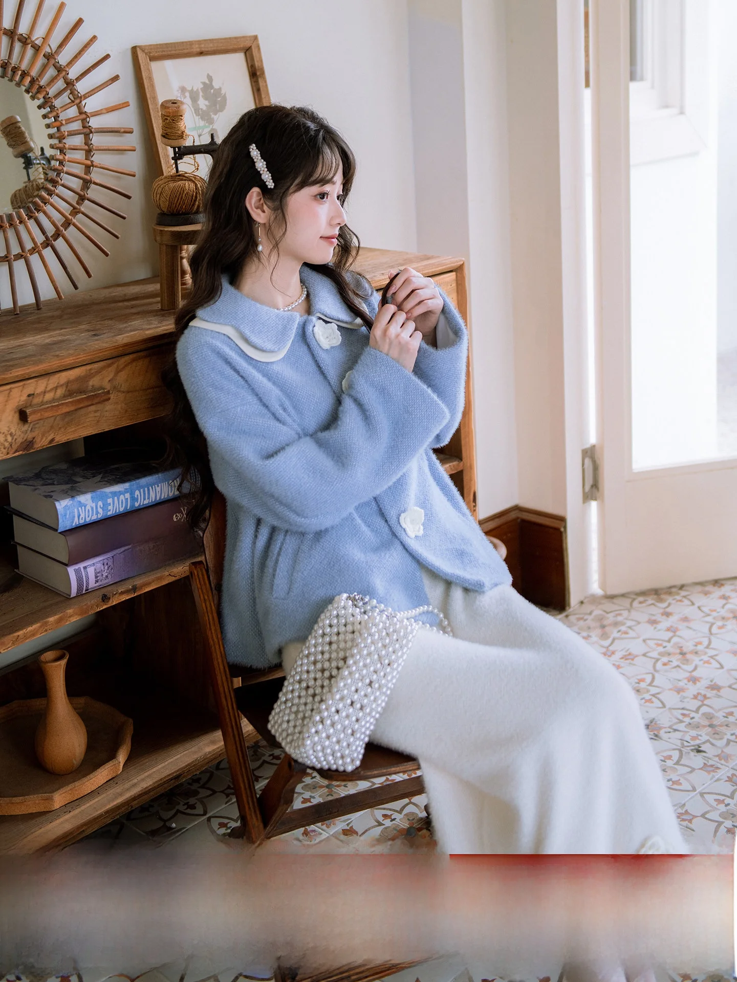 

Комплект из вязаного пальто и юбки Nanfeng Valley ngxue, сине-белый, с подкладкой, женский, из искусственного меха норки, декоративный, 3...