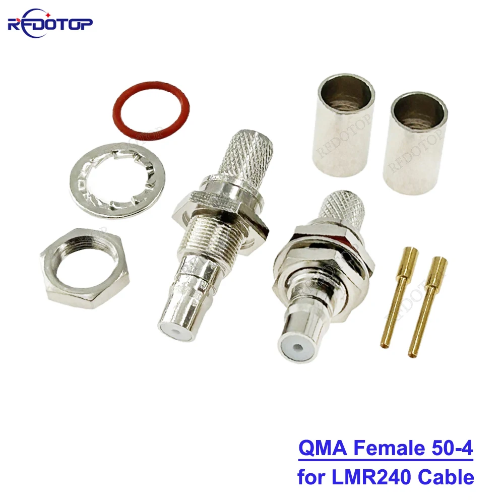 10PCS/Lot LMR-240 QMA Female Bulkhead Wire Crimp Connector 50 Ohm 50-4 QMA Connector for LMR240 Cable Connector Wholesales