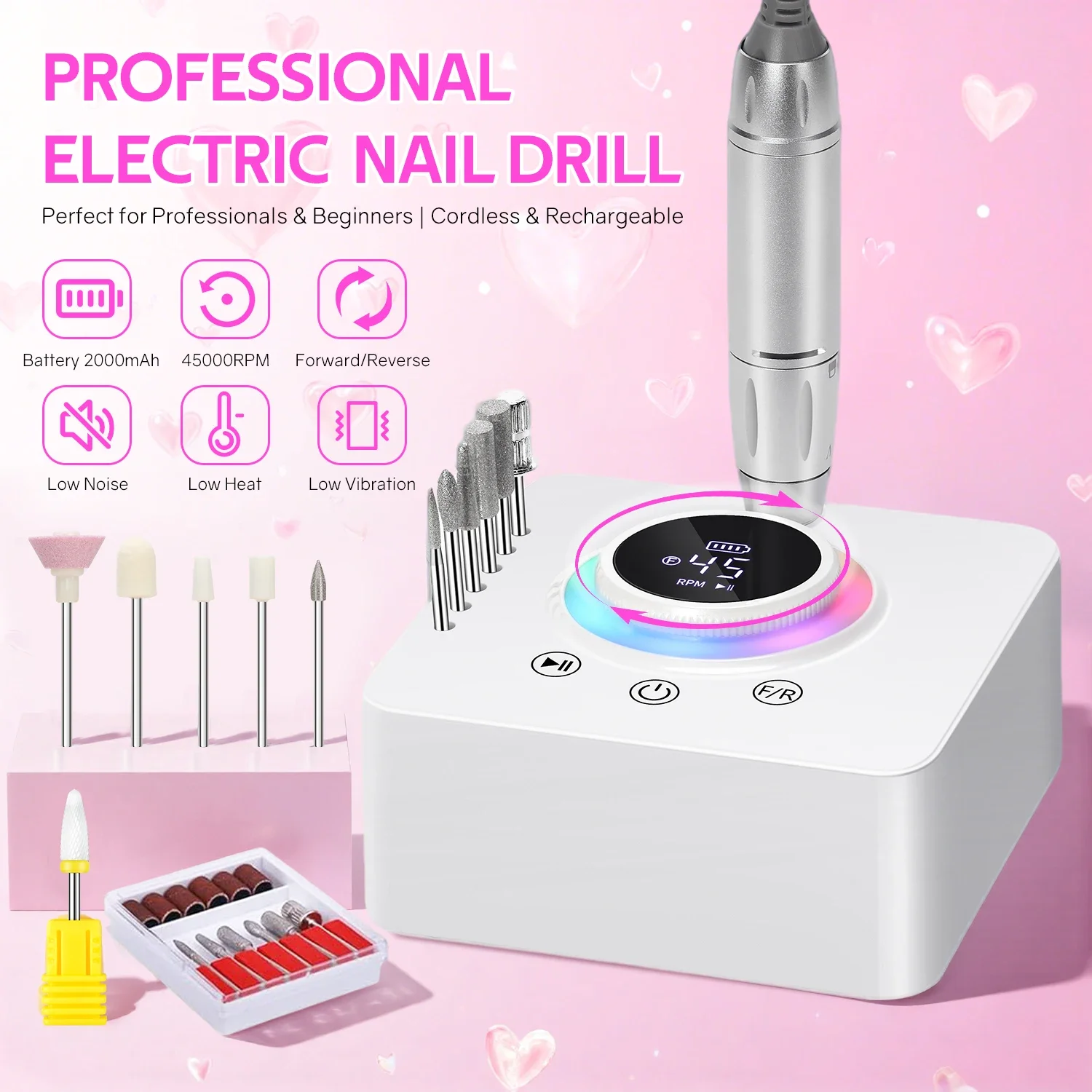 Dianabeauty 45000rpm recarregável manicure broca desktop máquina de polimento elétrica lixadeira manicure baixo ruído ferramentas do salão de beleza