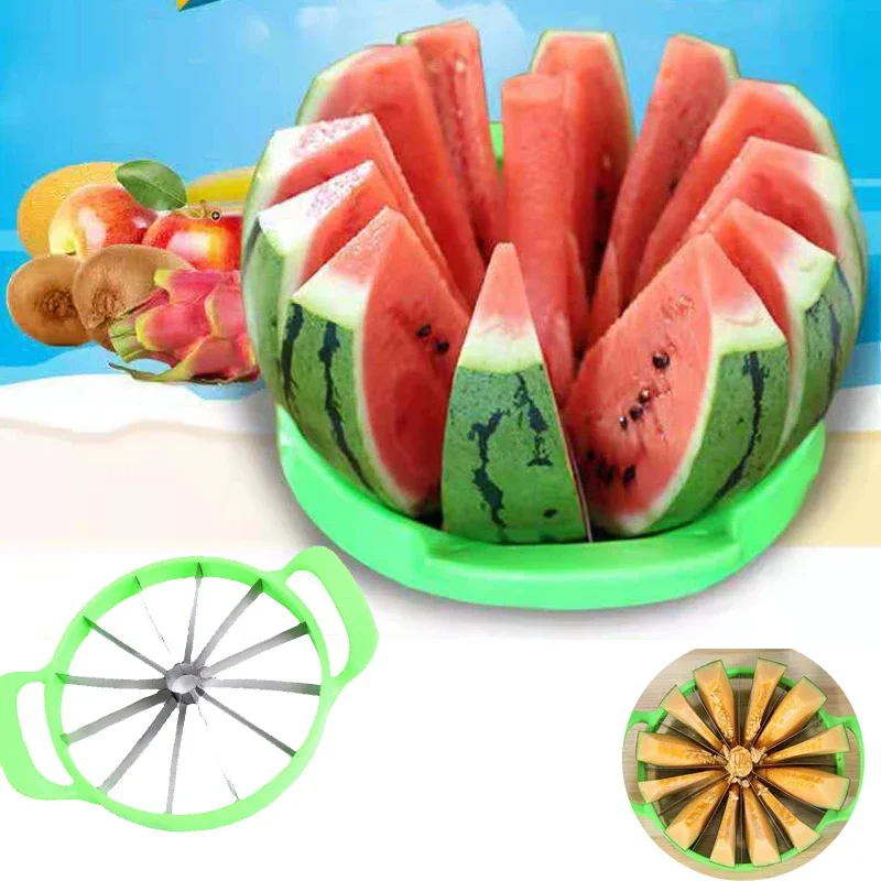 

Multifunctional Fruit Cutter Watermelon Slicer Stainless Steel Large Cut Cantaloupe Slicer Fruit Divider Artifact Kitchen Gadget