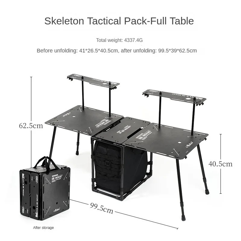 ISE MOUNT Outdoor Skeleton Tactical Pack,Tactical table,Camping Lightweight Folding Table,2 in 1 camping pack and camping table