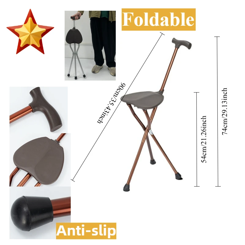 

Трость Crozier Трость Crosier Трехногий табурет-трость Складной с табуреткой Трость Табурет из алюминиевого сплава Портативный трехногий