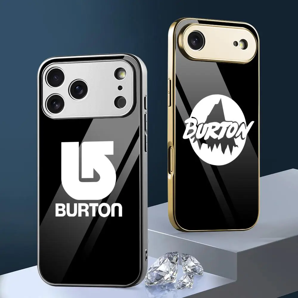 Funda para Teléfono Sking Brand B-Burton para iPhone 17 16 15 14 13 12 Pro Max Plus, Parachoques Metálico Electrochapado, Resistente a Impactos