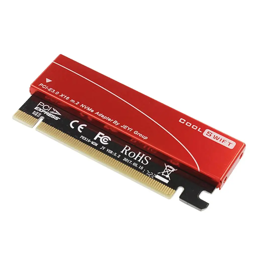 M2 Nvme SSD to PCI-E X16 Converter Card Durable Aluminum Shielding for Desktop Motherboard