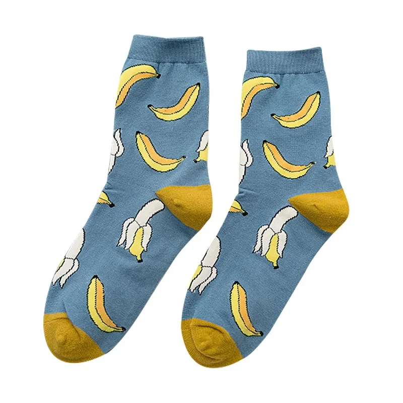 Women Funny Socks Spring Autumn Cartoon Socks Avocado Lemon Watermelon Peach Strawberry Banana Cotton Harajuku Casual Socks