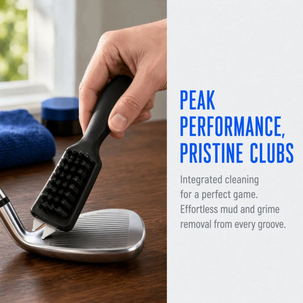2pcs Dense Bristles Golf Club Brush Notched Tip Multifunctional Brush Golf Club Cleaner Brush Lightweight Golf Iron Wedge Brush