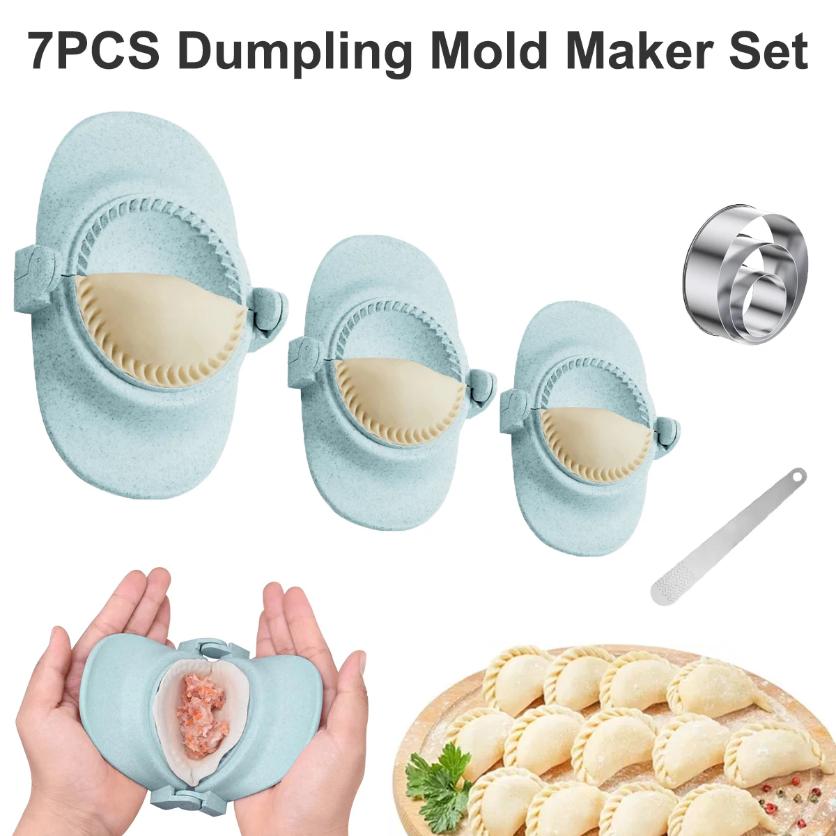 Dumpling Press Mould Set with Dough Cutter and Stainless Steel Dumpling Machine Safety Empanadas Press Mould Kitchen Tools