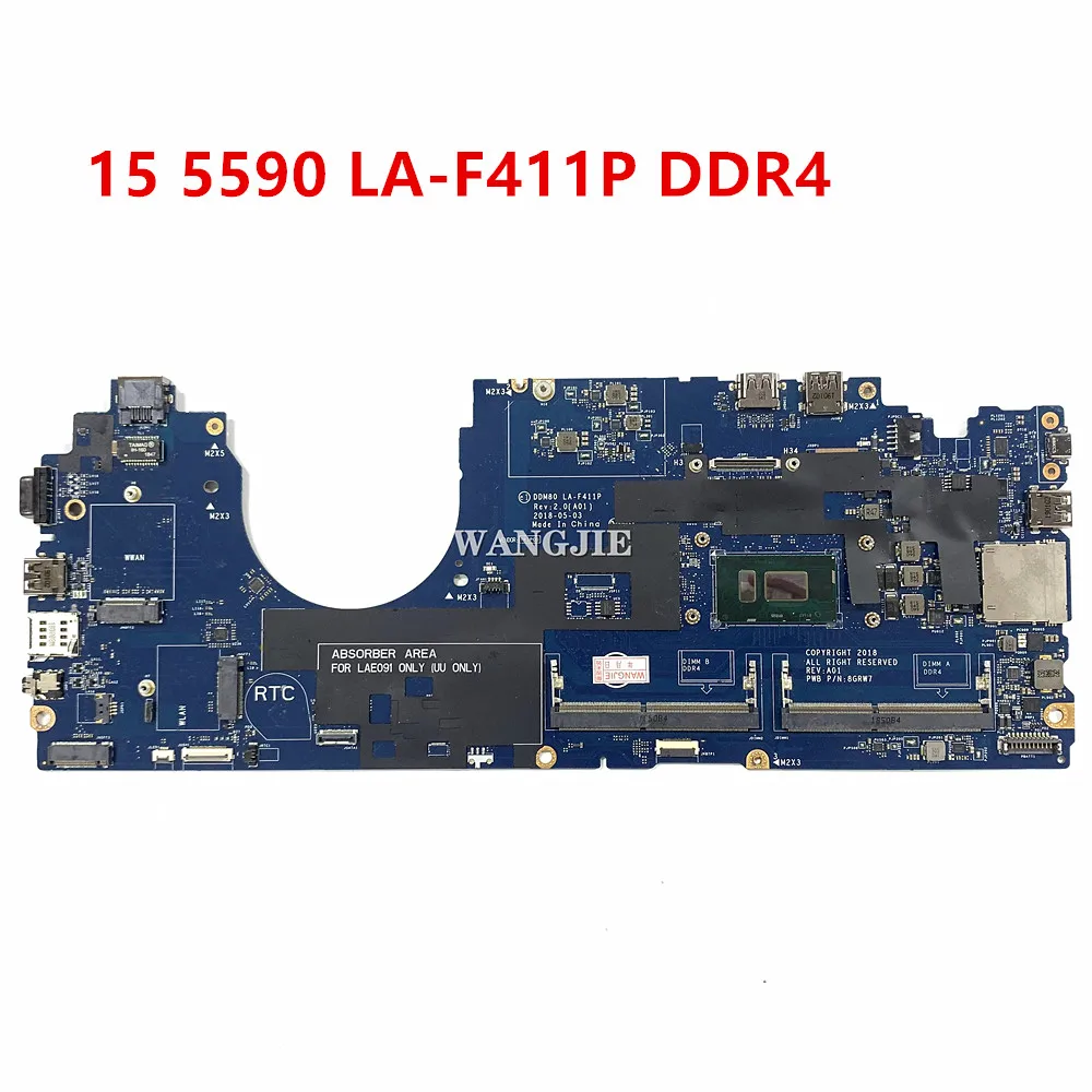 

DDM80 LA-F411P For Dell Latitude 15 5590 Laptop Motherboard CN-0F3KXC 0T30H8 0F58TV 02N9PD 100% Working