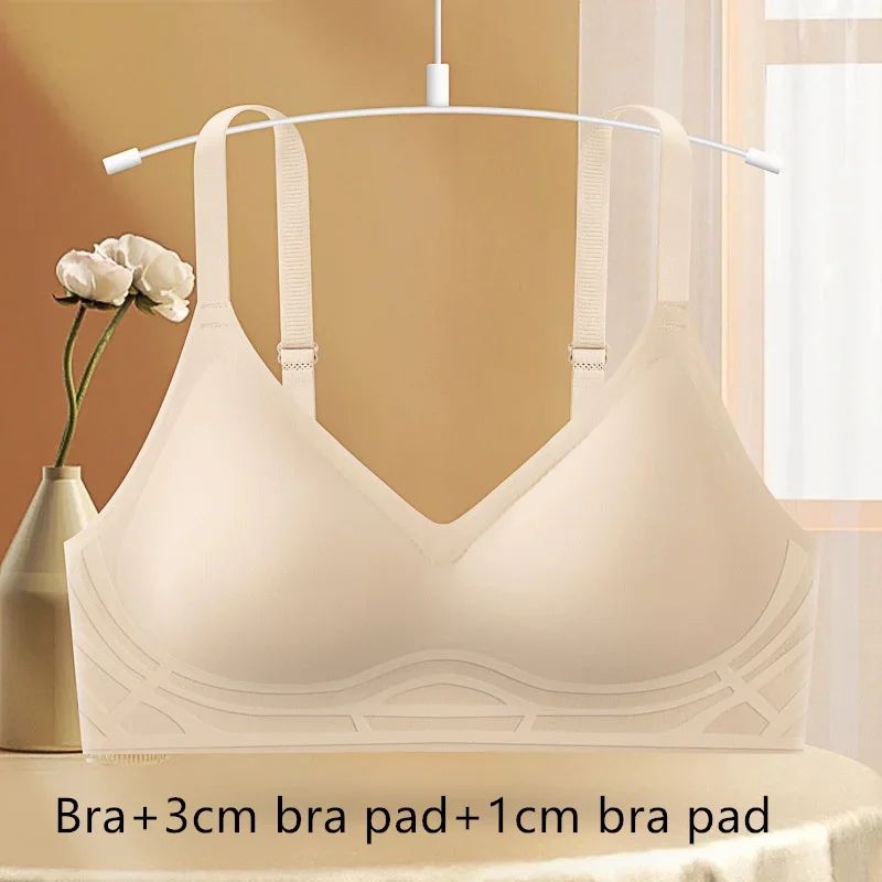 9CM Thickened and Extra Thick Bra Flat Chest Small Chest Artifact Adjustable Steamed Bread Cup Bra Girl\'s Underwear