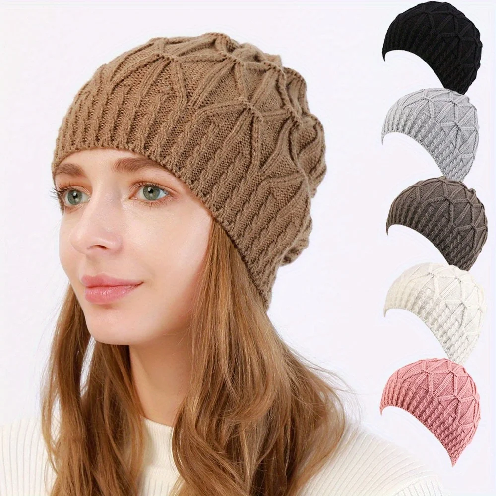 Warm & Stylish Ear Warmer Knit Hat for Winter – Stretchable, Solid Color,Ideal for Outdoor Hiking, Cycling, and Holiday Ventures