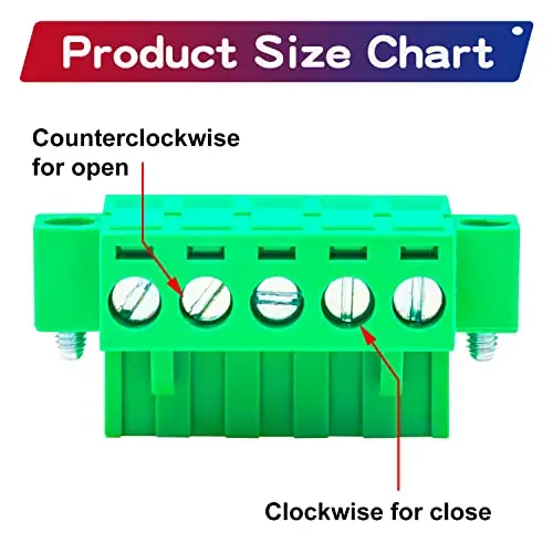10Pcs 5.08mm Pitch 5 Pin Terminal Block Connector Green PCB Screw Plug Phoenix Type 5P Male Female Wire Block with Screw Flanges
