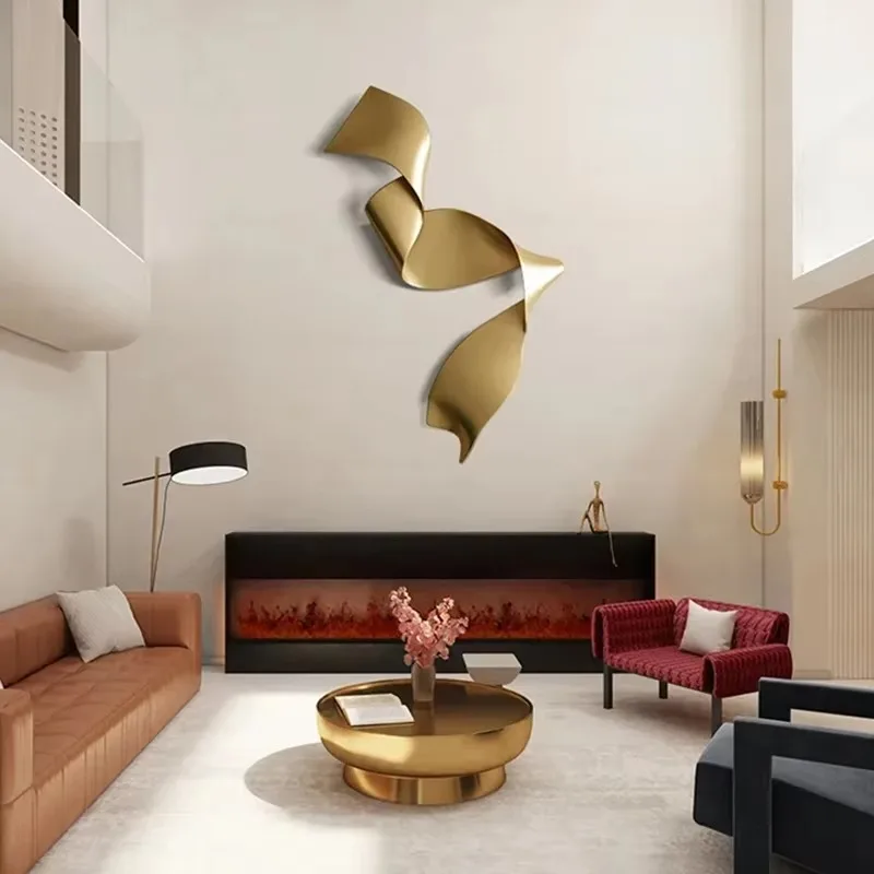 Italian simple wall decoration living room wall pendant light luxury creative stainless steel art pendant