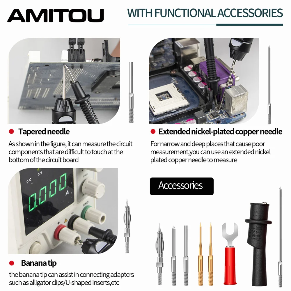 AMITOU A3007 قلم متعدد 6000 التهم المهنية الرقمية NCV التيار المتناوب/تيار مستمر الجهد أوم ديود تستر الذكية القلم نوع كاشف جهد