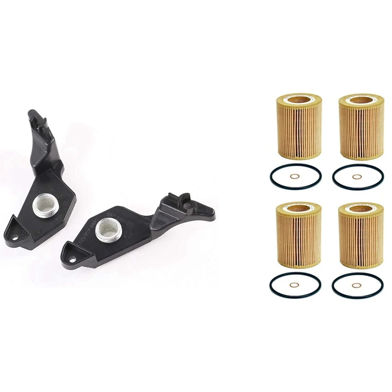 Set Of 4 Engine Oil Filtrate 11427512300 With 2Pcs Headlight Repair Bracket Clips