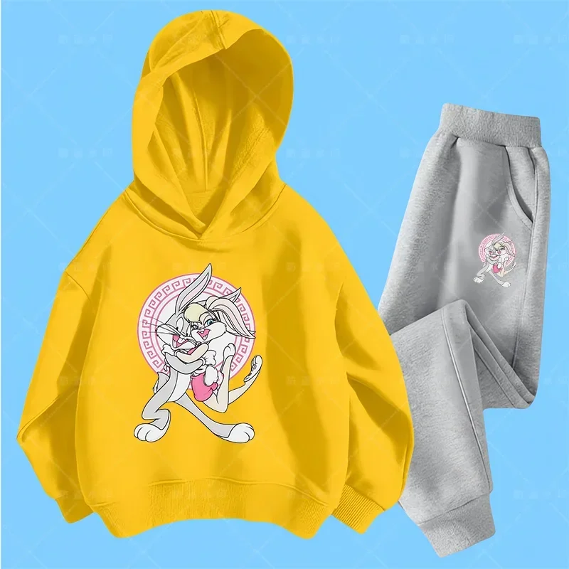 Bugs Bunny Spring Autumn Children Clothing Suit Baby Boys Girls Clothes Kids Sport Hoodies Pants 2Pcs Sets Toddler Tracksuits