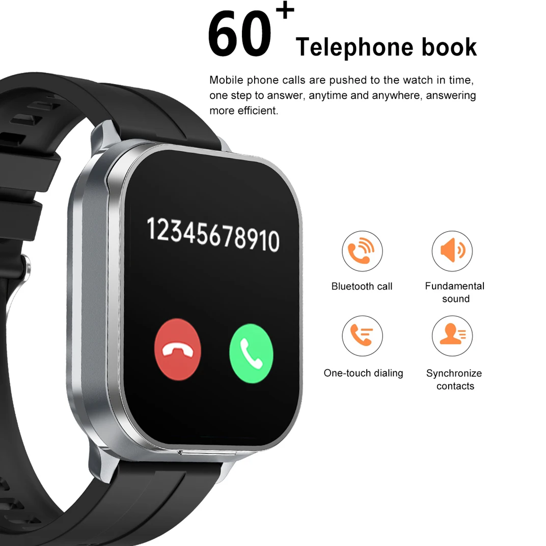 2024 2-In-1 Smartwatch Built In Earphones Man 2 Inch NFC Make/Answer Call Multi Sport Exercise Tracker For Iphone Android